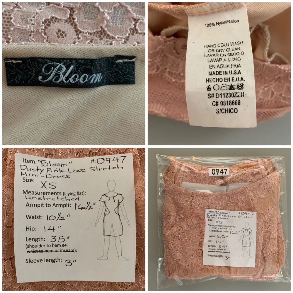 🔥5/$20🔥 “Bloom” Dusty Pink Stretch Lace Mini Dress.size XS - Picture 10 of 11